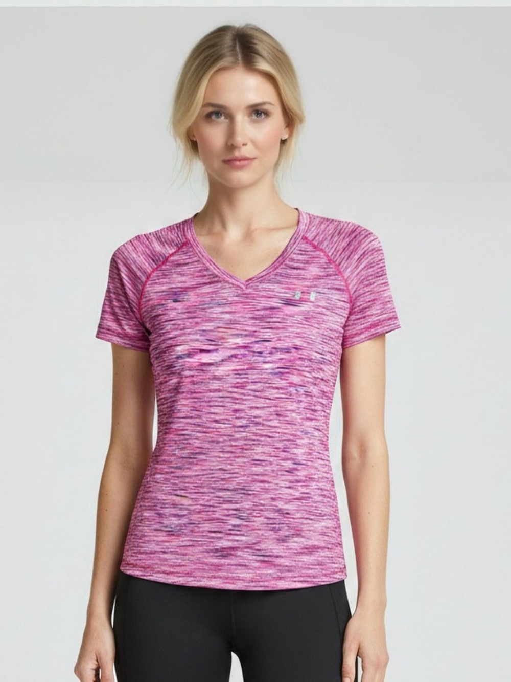 Under Armour Pink Space-Dye V-Neck HeatGear Performance Tee
